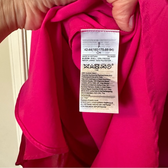 Banana Republic Satin Ruffle Wrap Mini
Dress S Small NWT Bright Peony - Picture 10 of 11